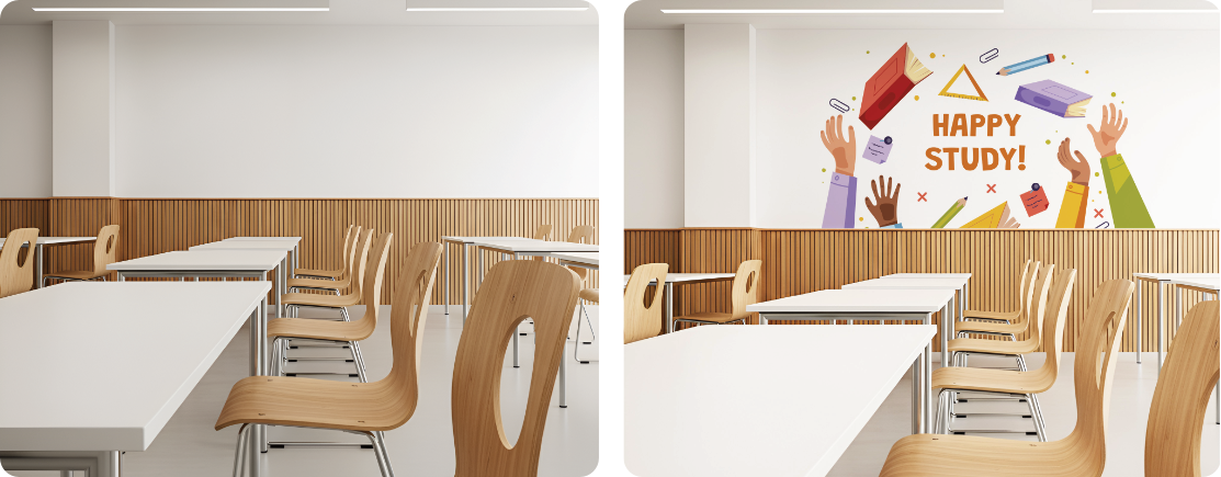 Classroom wall graphics printing education design